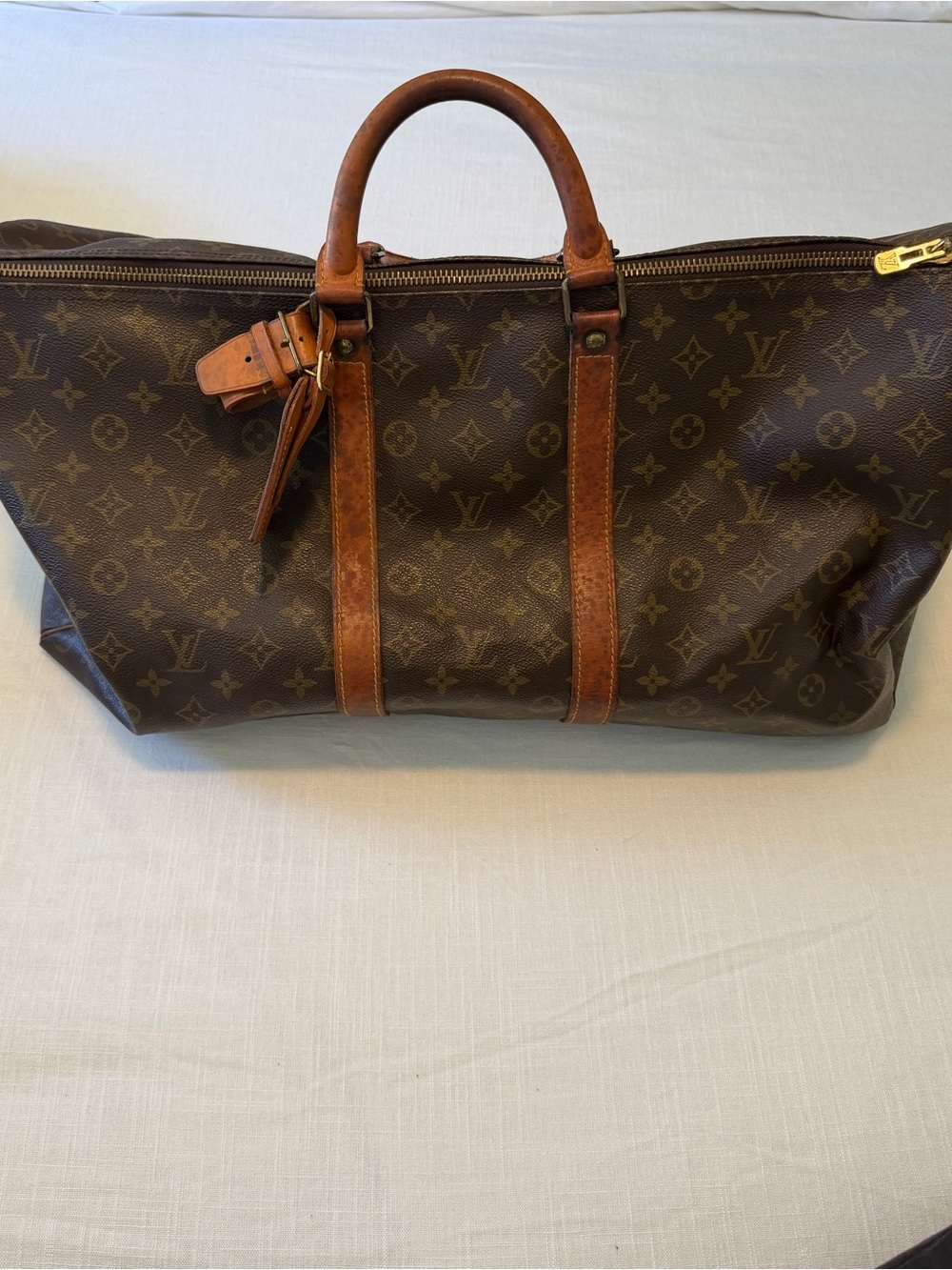 Louis Vuitton Keepall 50 Monogram Boston Bag Brown Authentic -